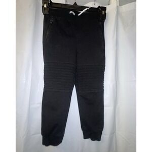 WONDER NATION Boy Sz 6 Black Pants w/Drawstring Elastic Waistband Ribbed Knees